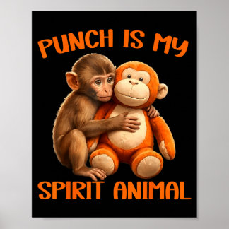 Affiche Punch est l'animal spirituel mignon mème du singe