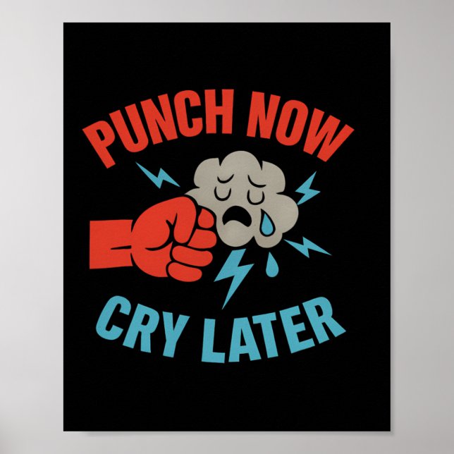 Affiche Punch Now Martial Arts Boxe Humour graphique (Devant)