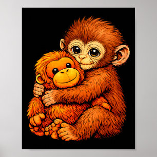 Affiche Punch singe bébé mignon animal drôle 