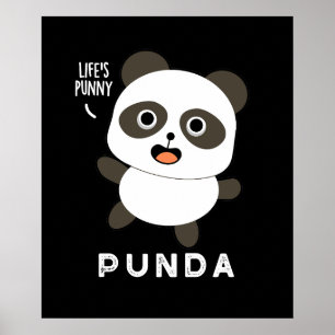 Affiche Punda Funny Animal Panda Pun Dark BG