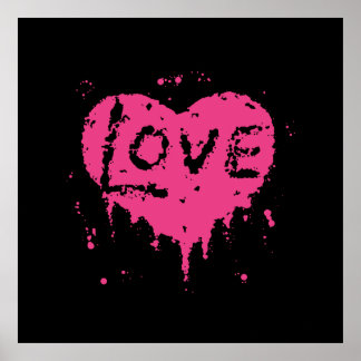 Affiche Punk amour chaleur noir et rose chaud