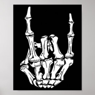 Affiche Punk Rock Skeleton Cool Rocker Halloween Hommes Fe
