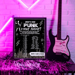 Affiche Punk Stage Name Rock Band Bachelorette Jeu Sign