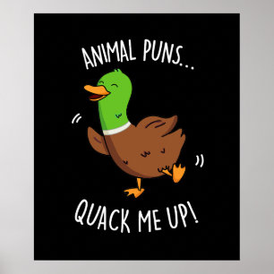 Affiche Puns Animaux Quack Me Up Funny Pun Canard Dark BG