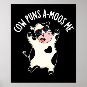 Affiche Puns de vache Amoos Me Funky Animal Pun Dark BG