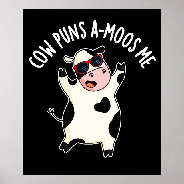 Affiche Puns de vache Amoos Me Funky Animal Pun Dark BG (Devant)