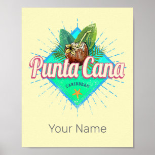 Affiche Punta Cana Caraïbes République Dominicaine Retro