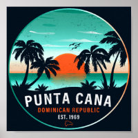 Punta Cana Dominicaine Retro Sunset Souvenir 80s