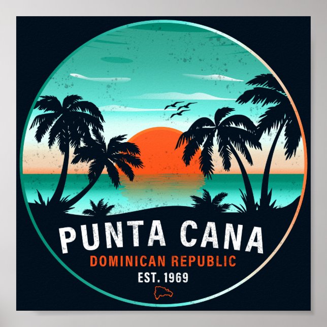 Affiche Punta Cana Dominicaine Retro Sunset Souvenir 80s (Devant)