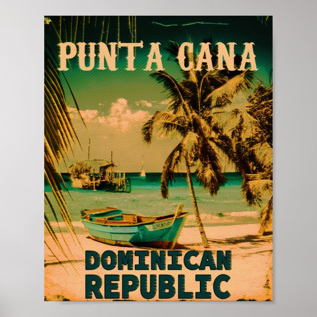 Affiche Punta Cana Dominican Palm Tree Beach Vintage (Devant)