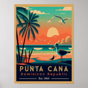 Affiche Punta Cana DR Retro Sunset Souvenirs 1960