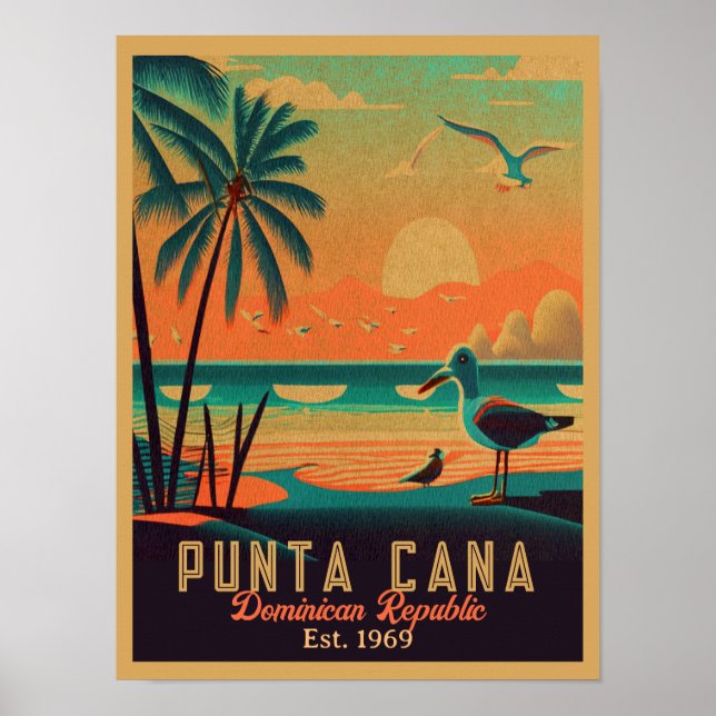 Affiche Punta Cana DR Retro Sunset Souvenirs 1960 (Devant)