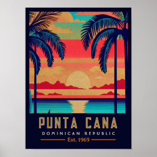 Affiche Punta Cana DR Retro Sunset Souvenirs 1960