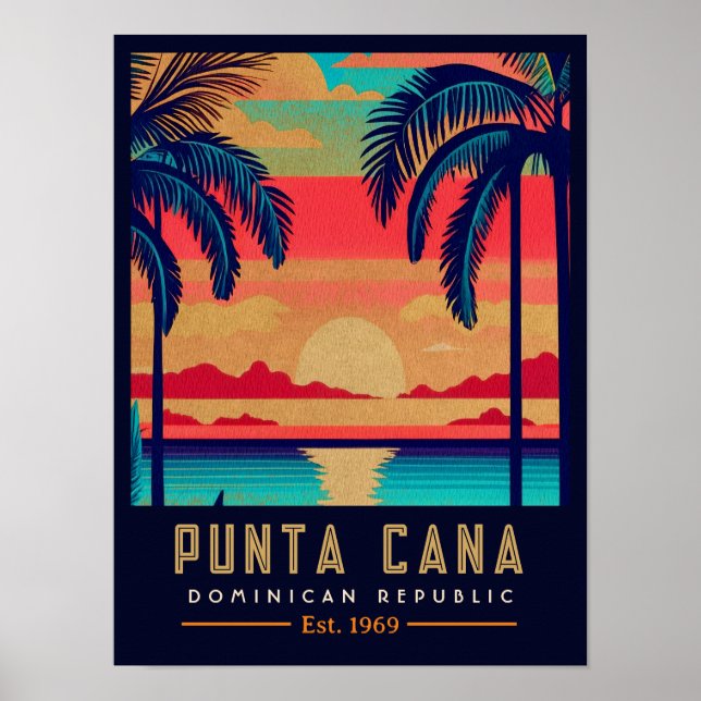 Affiche Punta Cana DR Retro Sunset Souvenirs 1960 (Devant)