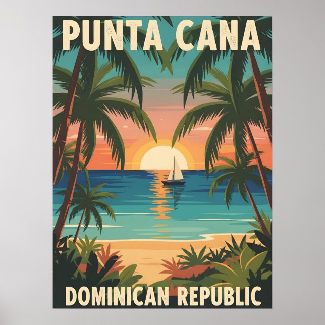 Affiche Punta Cana République dominicaine Coucher de solei (Devant)