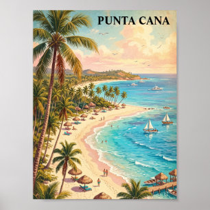 Affiche Punta Cana République dominicaine vintage coloré