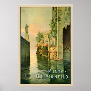 Affiche Punta di Balbianello Lac de Côme Italie Vintage