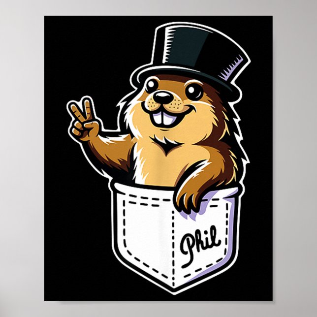 Affiche Punxy Phils Cute Groundhog Day Pocket Design Febru (Devant)