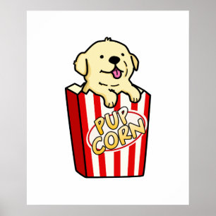Affiche Pup Corn Funky Puppy Pop Corn Pun