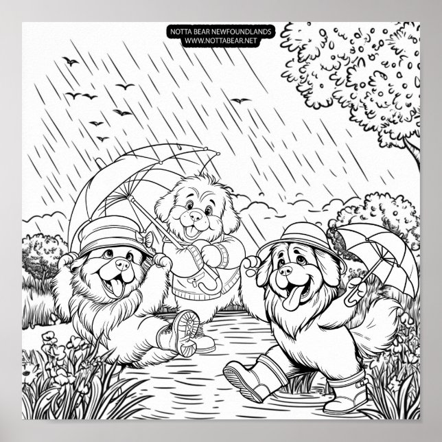 Affiche Puppies Dancing in the Rain (Devant)