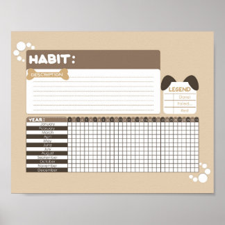 Affiche Puppy Chien Conception Habit Tracker