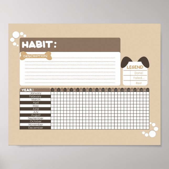 Affiche Puppy Chien Conception Habit Tracker (Devant)