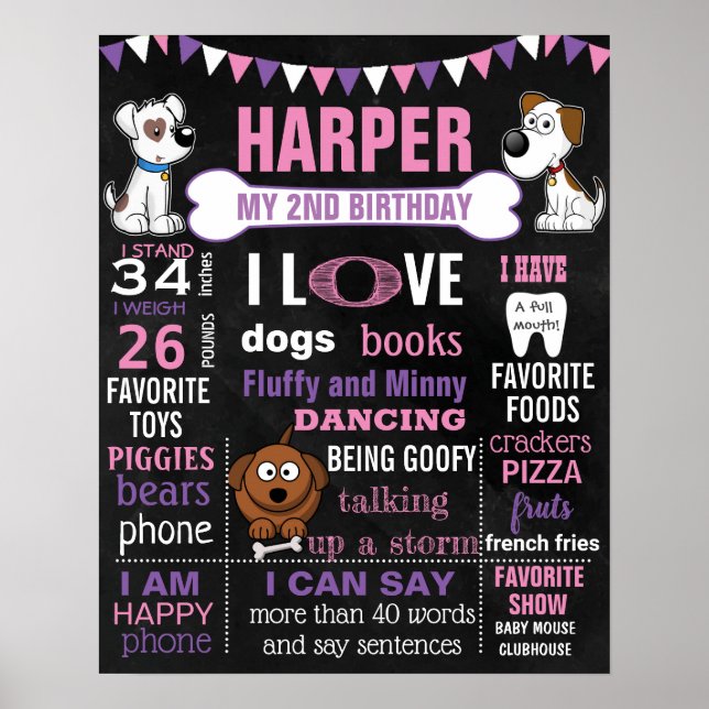 Affiche Puppy DOG panneau de signalisation d'anniversaire  (Devant)