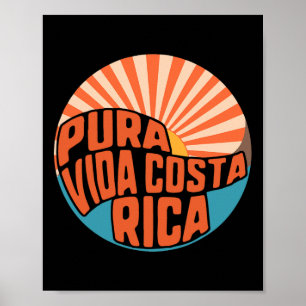 Affiche Pura Vida Costa Rica Coucher de Soleil Surf Été
