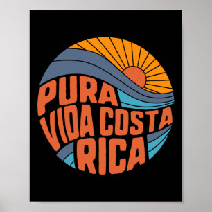 Affiche Pura Vida Costa Rica Vintage Coucher de Soleil Sur