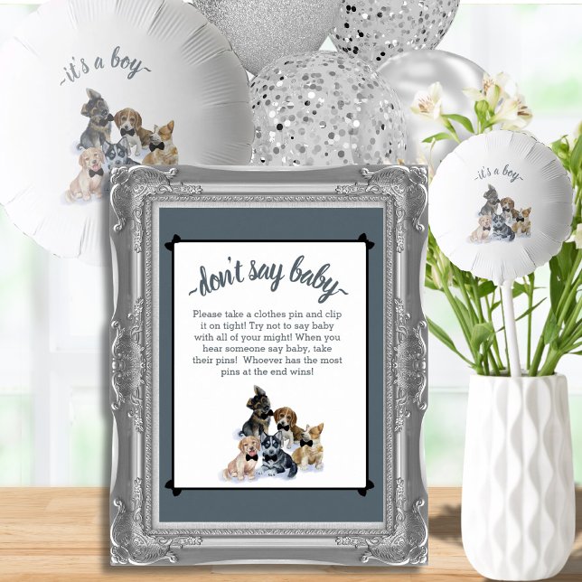 Affiche Pure Puppy | Elegant Don't Say Baby Shower Game (Pure Puppy | Elegant Don't Say Baby Shower Game Poster)