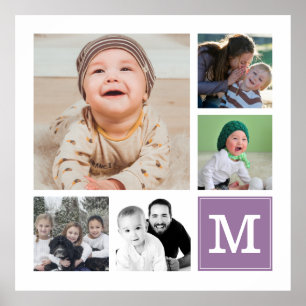 Affiche Purple 5 Photo Collage Instagram Gallery Monogramm