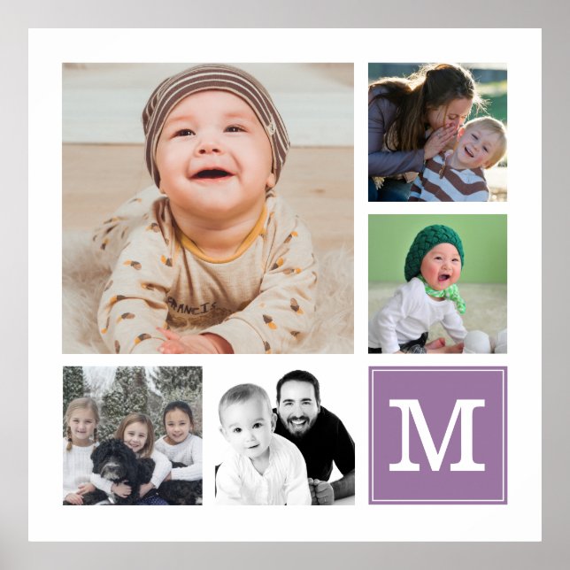Affiche Purple 5 Photo Collage Instagram Gallery Monogramm (Devant)