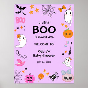 Affiche Purple A Little Boo Baby shower Halloween Bienvenu