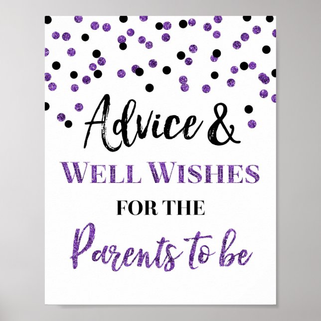 Affiche Purple Black Confetti Advice for Parents to be (Devant)