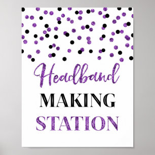 Affiche Purple Black Confetti Headband Making Station
