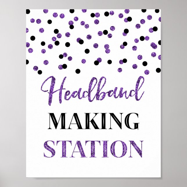 Affiche Purple Black Confetti Headband Making Station (Devant)