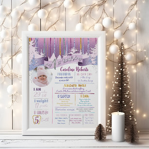 Affiche Purple Bleu Or Hiver Mon Anniversaire Statistiques