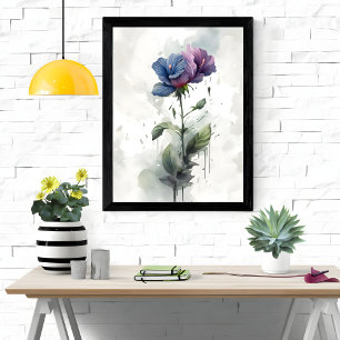 Affiche "Purple & Blue Hibiscus Botanical Watercolor Art"