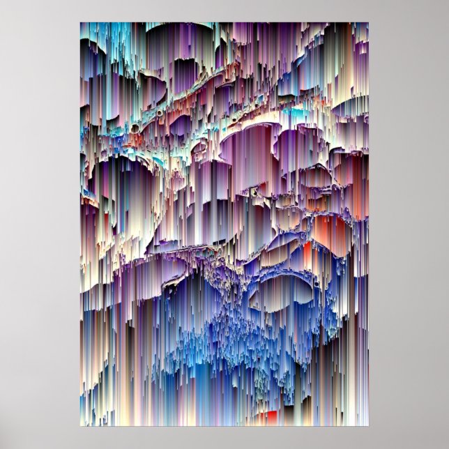 Affiche Purple Blue Red Cascade Rock Art Abstrait (Devant)