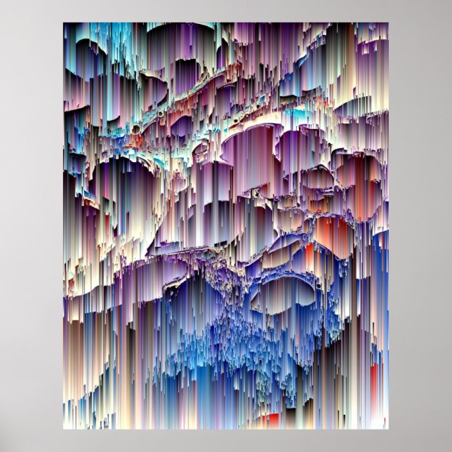 Affiche Purple Blue Red Cascade Rock Art Abstrait (Devant)