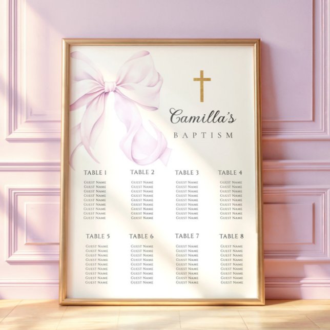 Affiche Purple Bow Baptism Seating Chart (Créateur téléchargé)