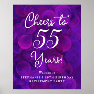 Affiche Purple Cheers à 55 ans Anniversaire Retraite