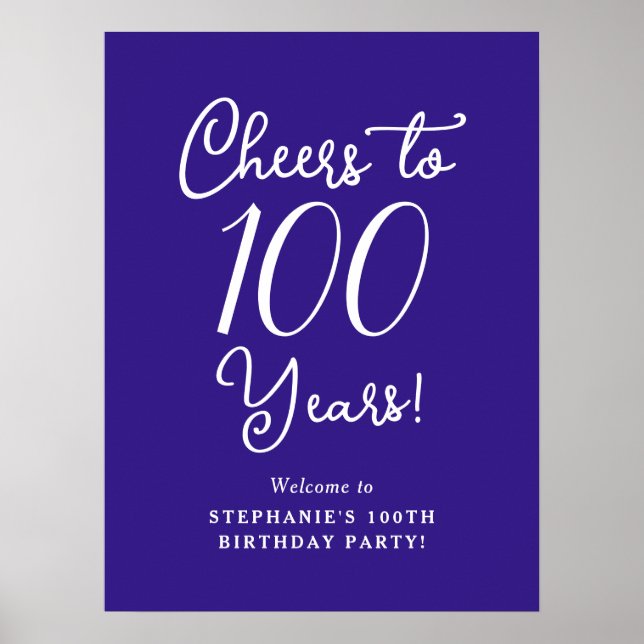 Affiche Purple Cheers to 100 ans Anniversaire Bienvenue (Devant)