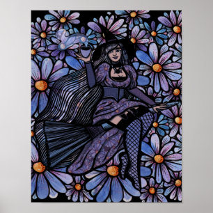 Affiche Purple Coffee Witch Daisy Art