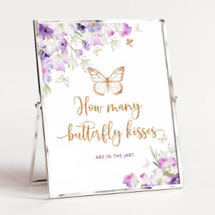 Affiche Purple Combien de papillons embrasse baby shower j