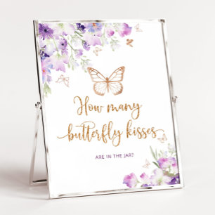 Affiche Purple Combien de papillons embrasse baby shower j