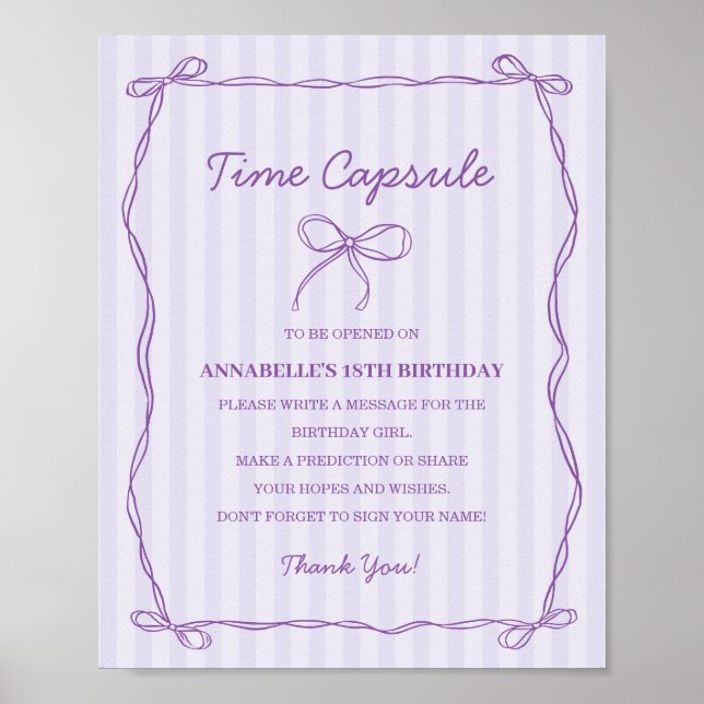 Affiche Purple Coquette Bow Temps Capsule Anniversaire Jeu (Devant)