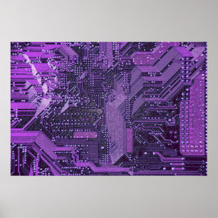Affiche Purple Cyber Circuit Board Tech Electronique