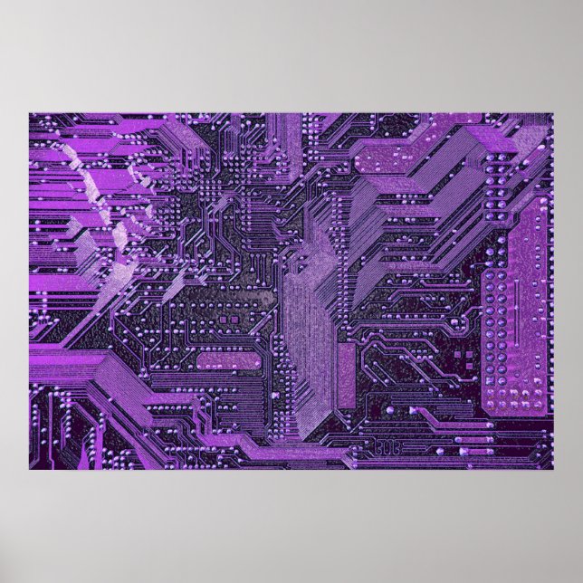 Affiche Purple Cyber Circuit Board Tech Electronique (Devant)