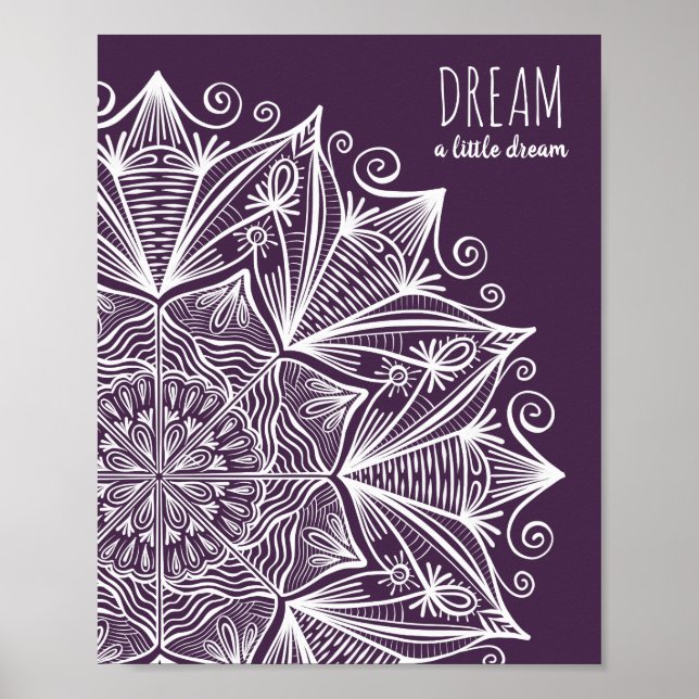 Affiche Purple Dream Élégante Typographie Mandala Art Mode (Devant)